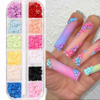 HotPress 3D Five-Petal Acrylic Flower Nail Charms – Gold & Silver Caviar Bead Set