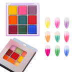 9-Color Gradient Glitter Nail Powder Palette – Magic Mirror Pigment Set