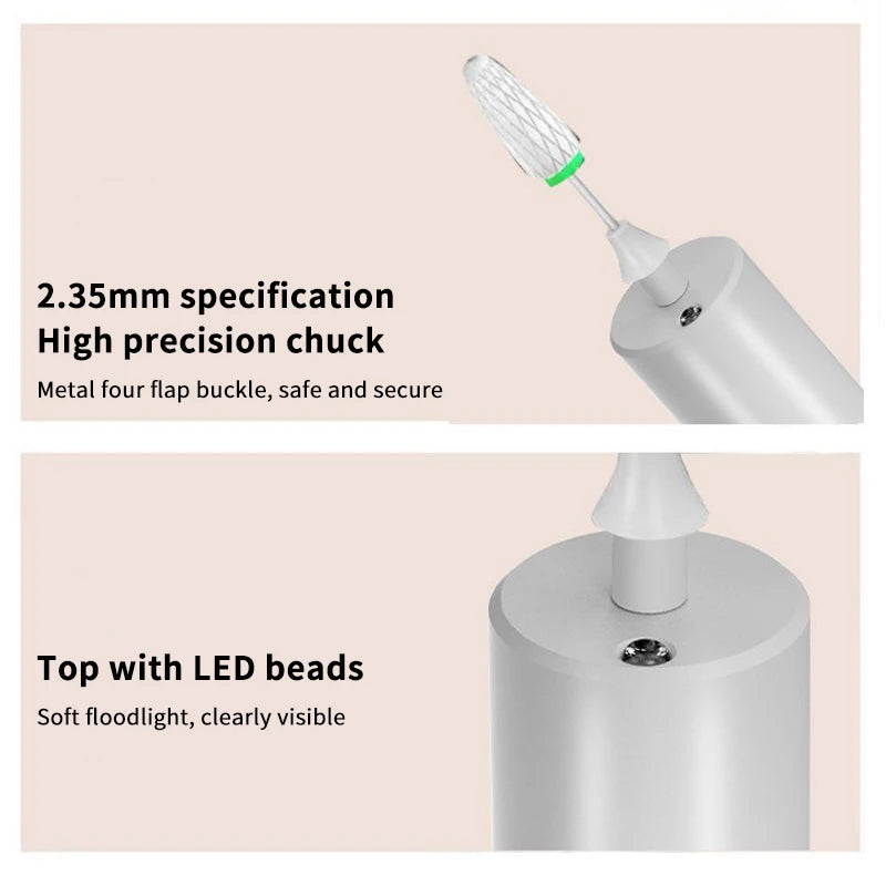 2/4Pc Wireless Nail Drill 35000RPM Manicure Cutter Nail RepairPedicure Milling Cutter Polisher Sander USB Rechargeable NailFile