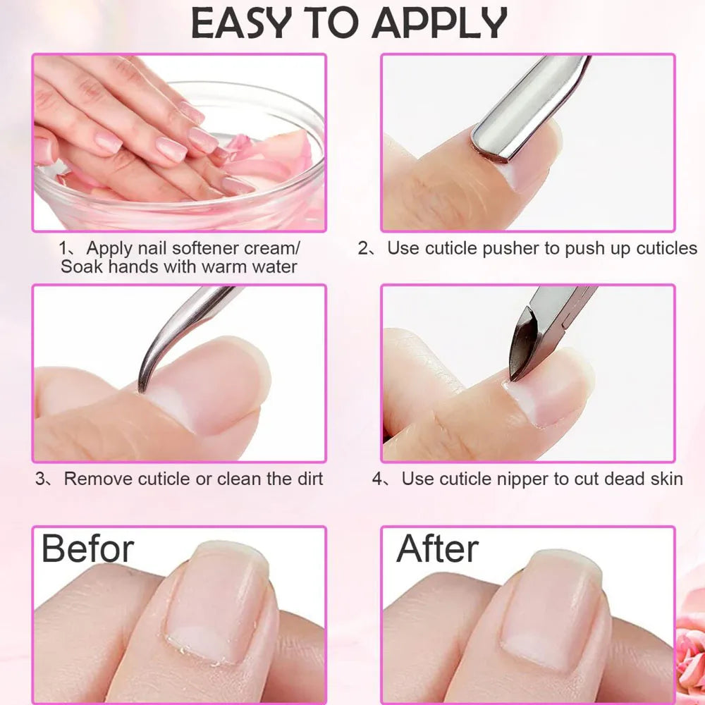 Pink Nail Art Cutter Set – Stainless Steel Scissor, Clipper & Pusher, 3 Pieces