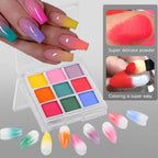 9-Color Gradient Glitter Nail Powder Palette – Magic Mirror Pigment Set