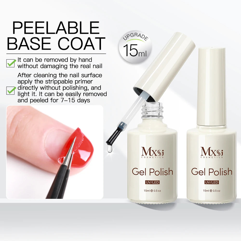 Mxsi Strong Base Coat & No-Wipe Top Coat – Self-Leveling French Manicure Gel