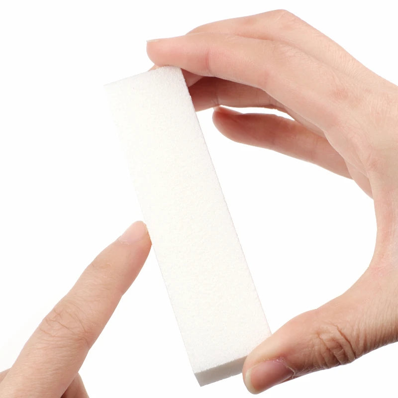 2/8/10Pcs White Sponge Nail Buffer Blocks 120 Grit Professional Nail Sanding Buffing Polishing File Manicure Grinding Nail Tools