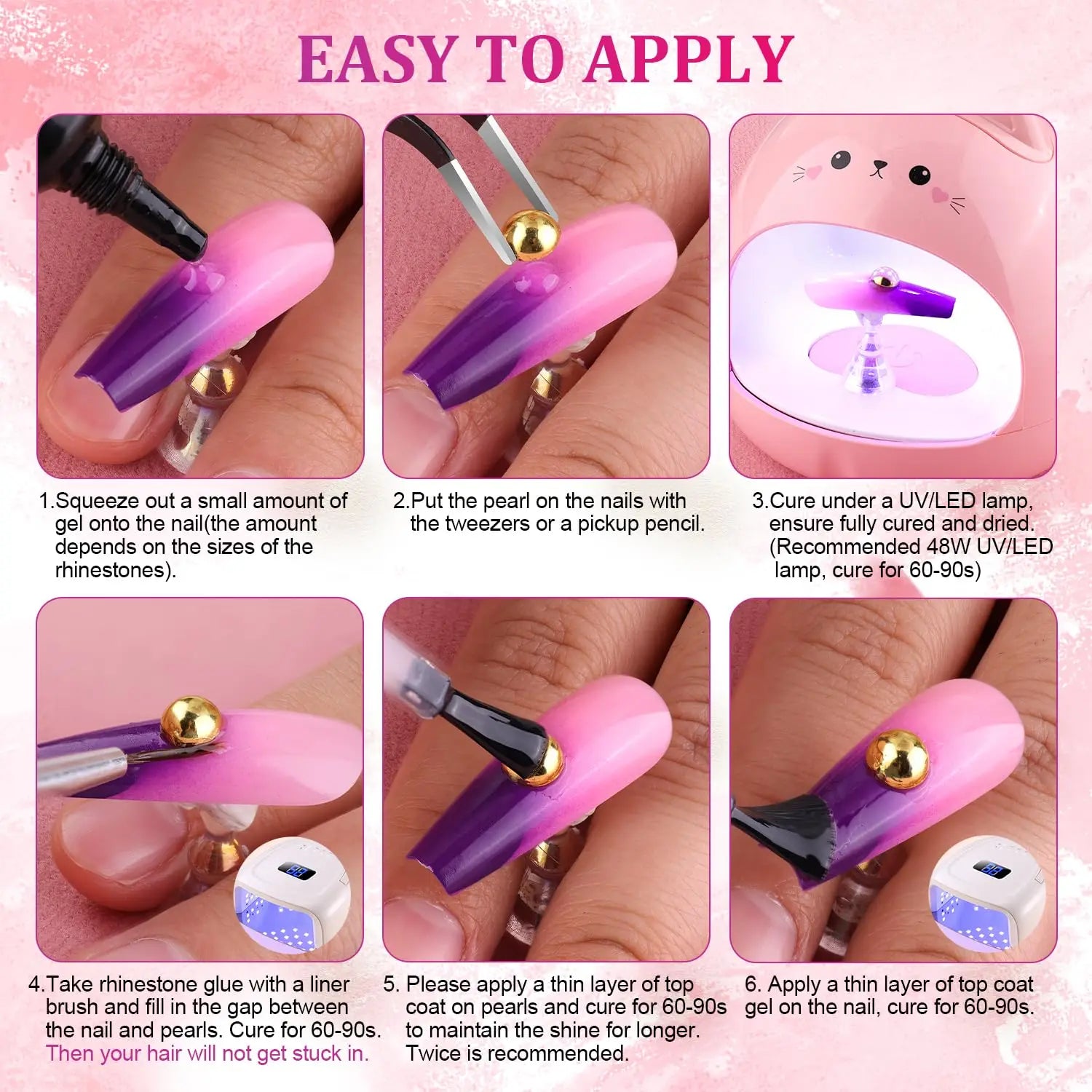 HotPress Gold Half Round Pearl Nail Accessories – 6-Size Metal Caviar Bead Set