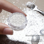 RS NAIL Moonlight White Glitter Powder – Sparkling Chrome Nail Dust
