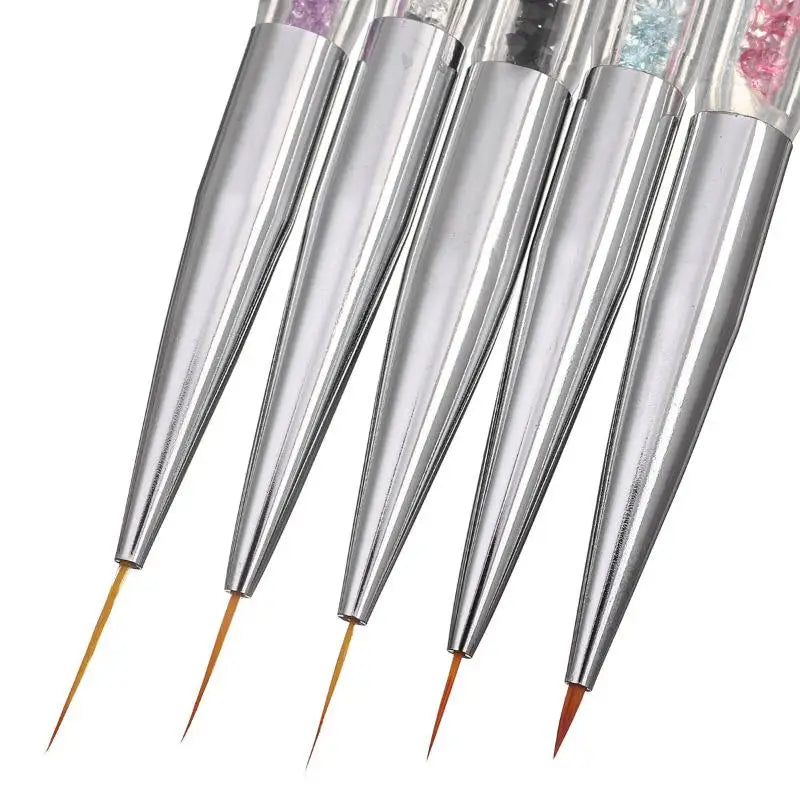 Lightweight Nail Art Dotting Pen Set – Rhinestone Handle Liner & Dotter, 5 Pieces