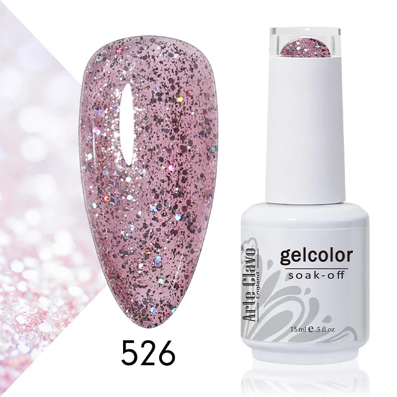 Arte Clavo 15ml Gel Nail Polish Nail Supply Wholesale Soak Off UV LED Gel Lacquer Nail Art Glitter Polish Long Lasting Gel