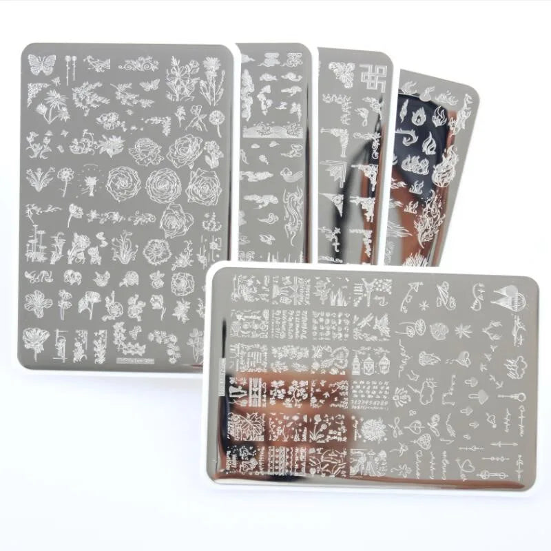 ZJoyplus XL Flower Nail Stamping Plate – 59 Designs, Stainless Steel