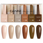 CANNI 6pcs HEMA TPO-Free Gel Polish Set – Pink & Nude Long-Lasting Manicure