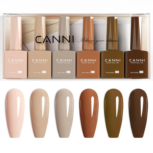 CANNI 6pcs HEMA TPO-Free Gel Polish Set – Pink & Nude Long-Lasting Manicure