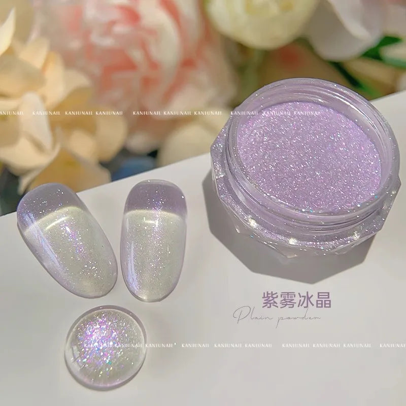 1Jar 0.2g Aurora Pearl Mirror Effect Nail Powders Aurora Chrome Mermaid Nails Art Powder Rainbow AB Glitter Rubbing Dust Pigment