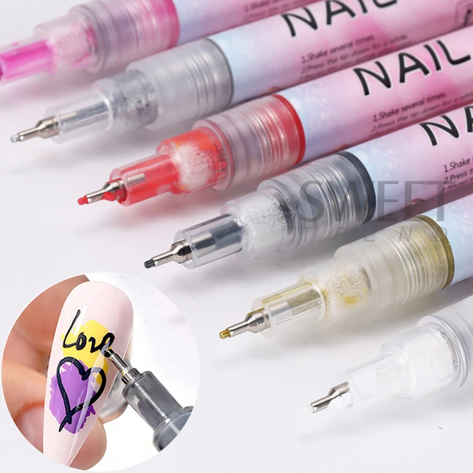 Graffiti Nail Pen 0.5mm – Black, White, Gold & Silver Detail Marker
