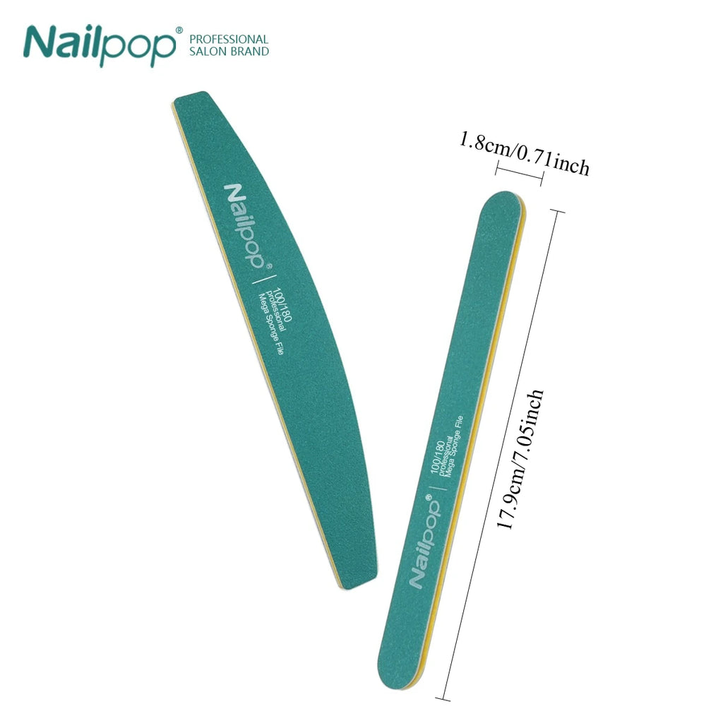 Nailpop 10pcs Nail Files 100/180 Grit Double-Sided Grinding Buffers For Gel Polishing And Trimming Nails Achieve Perfect Nails