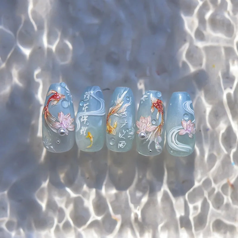 NAILFYOU Koi & Mermaid Soft Relief Nail Stickers – Summer Beach Sea Life Decals