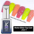 KODIES GEL Matte Glitter Top Coat – Satin Silver Flakes Finish