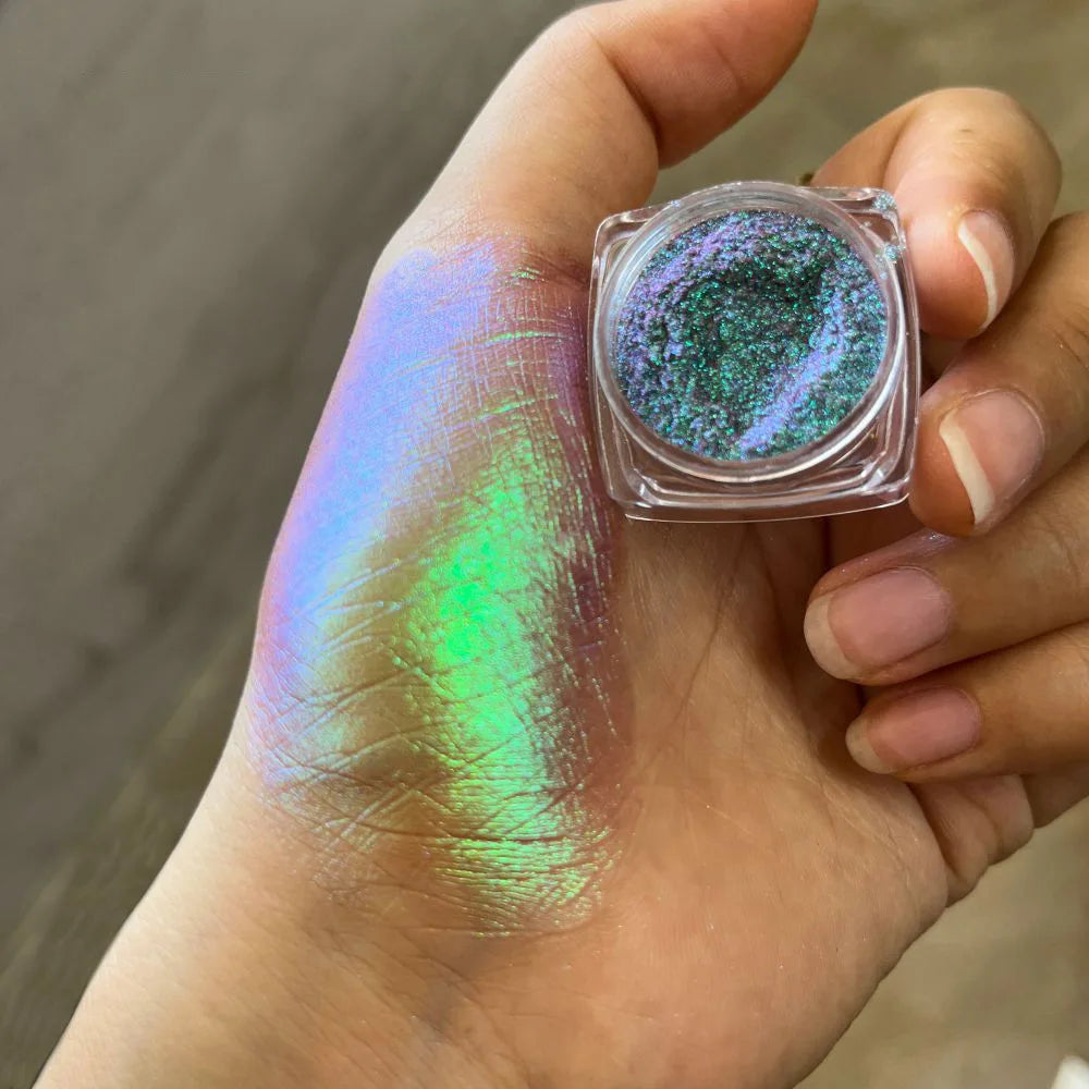 1Jar Magic Mirror Chameleon Nail Powder Glitter Aurora Pearlescent Powder Chrome Pigment Rubbing Dust Manicure Decoration