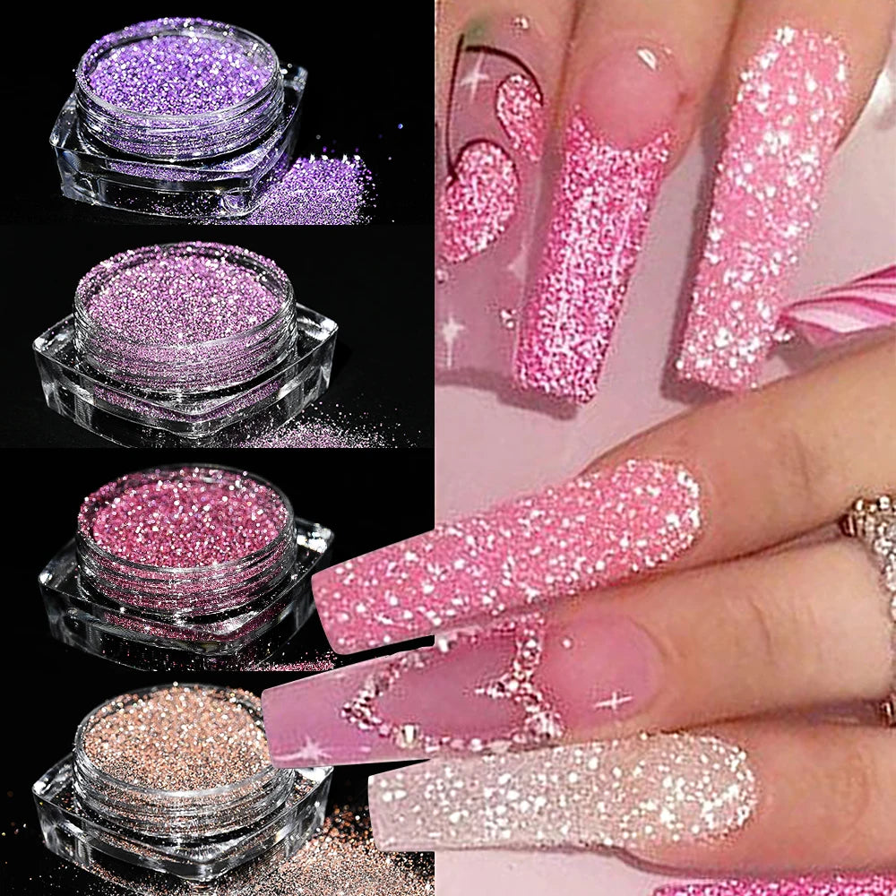 8-Pack Nail Art Glitter Powder Set Holographic Laser Sparkle Dust Chromatic Reflective Effect For Manicure Flake DIY Nail Design