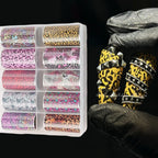 HotPress Pink Leopard Nail Foil Stickers – Animal Print Transfer Decals, 10 Rolls