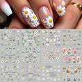 12-Style Daisy Flower Nail Water Sticker Set – Cute Summer Floral Decals