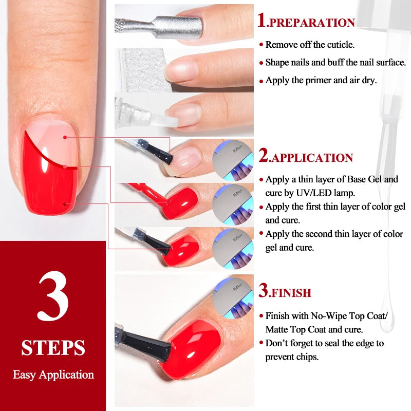 MTSSII Base Gel Nail Polish – Bright Color Soak-Off UV/LED Gel