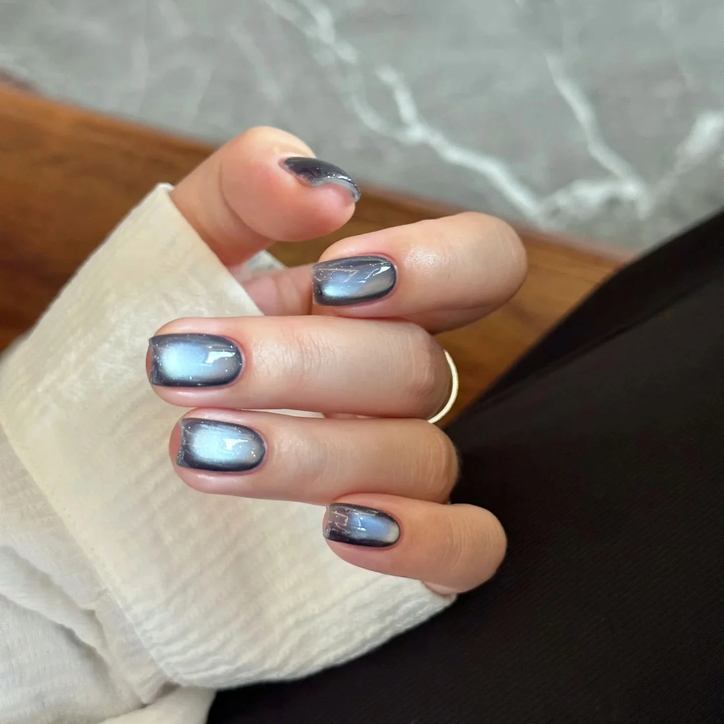 SHAKA 1-10pcs Summer Whitening Blue Temperament Glass Bead Cat Eye Gel Nail Polish Brown Blue Cat Eye Nail Art Nail Supplies