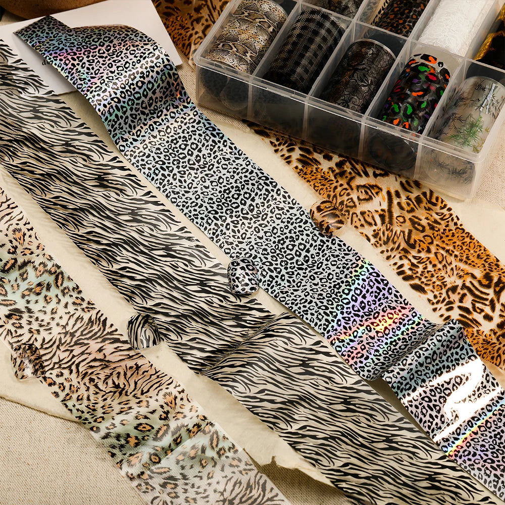 Kaniu Leopard Print Nail Transfer Paper – Water-Soluble Animal Print Foils, 10 Rolls