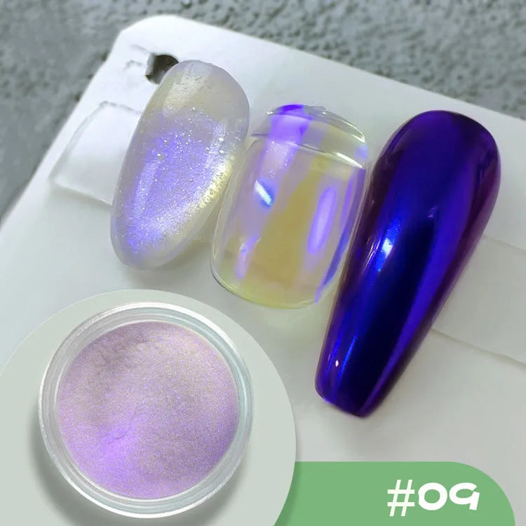 1Jar Magic Mirror Chameleon Nail Powder Glitter Aurora Pearlescent Powder Chrome Pigment Rubbing Dust Manicure Decoration