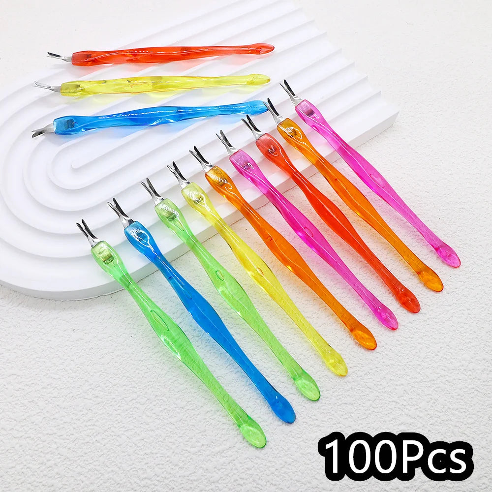 Cuticle Trimmer Dead Skin Fork – Stainless Steel Nail Cleaning Tool, 100 Pieces