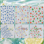 5D Fruit Nail Stickers – Blueberry, Strawberry & Watermelon Summer Decals