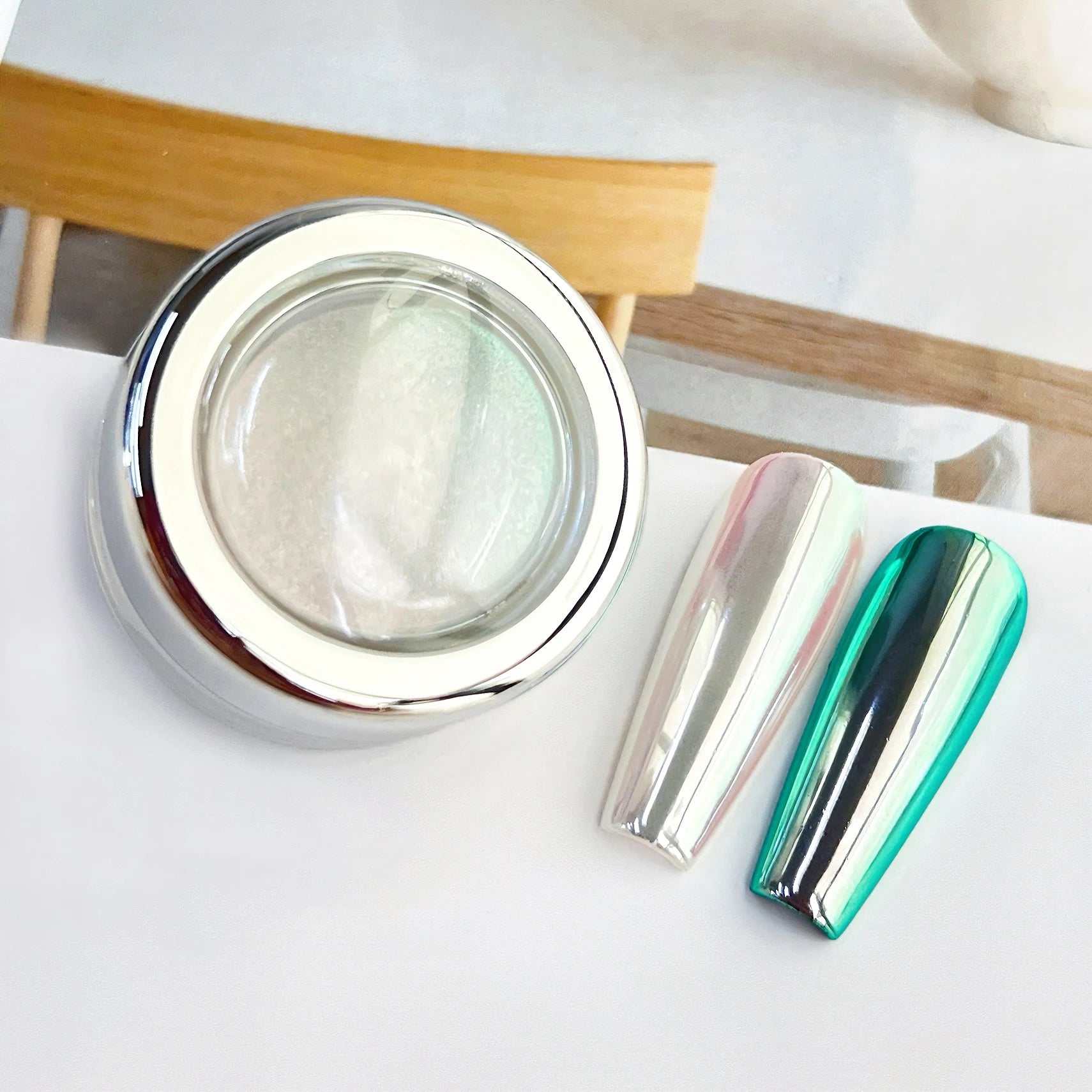 1Jar 0.2g Aurora Pearl Mirror Effect Nail Powders Aurora Chrome Mermaid Nails Art Powder Rainbow AB Glitter Rubbing Dust Pigment