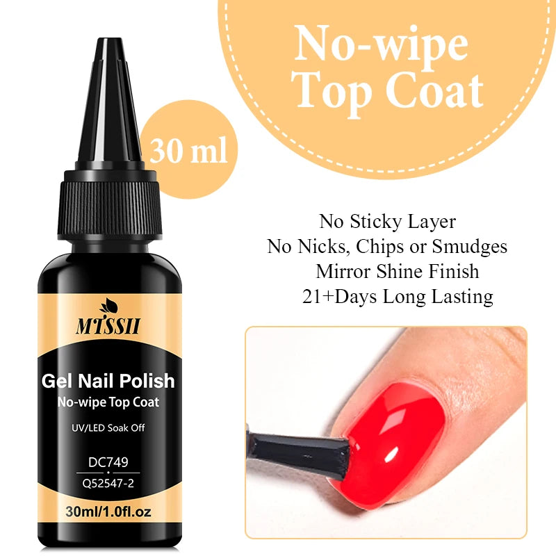 Mtssii Base Gel & No-Wipe Top Coat Kit – 30ml DIY Nail Art Set