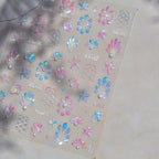 5D Summer Beach Nail Stickers – Shell & Crystal Diamond Ocean Decals