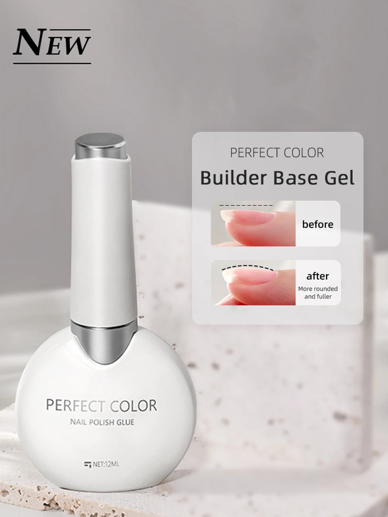 PERFECT COLOR Gel Nail Polish Top & Base Coat Set – Silky Base, Glossy No-Wipe Top