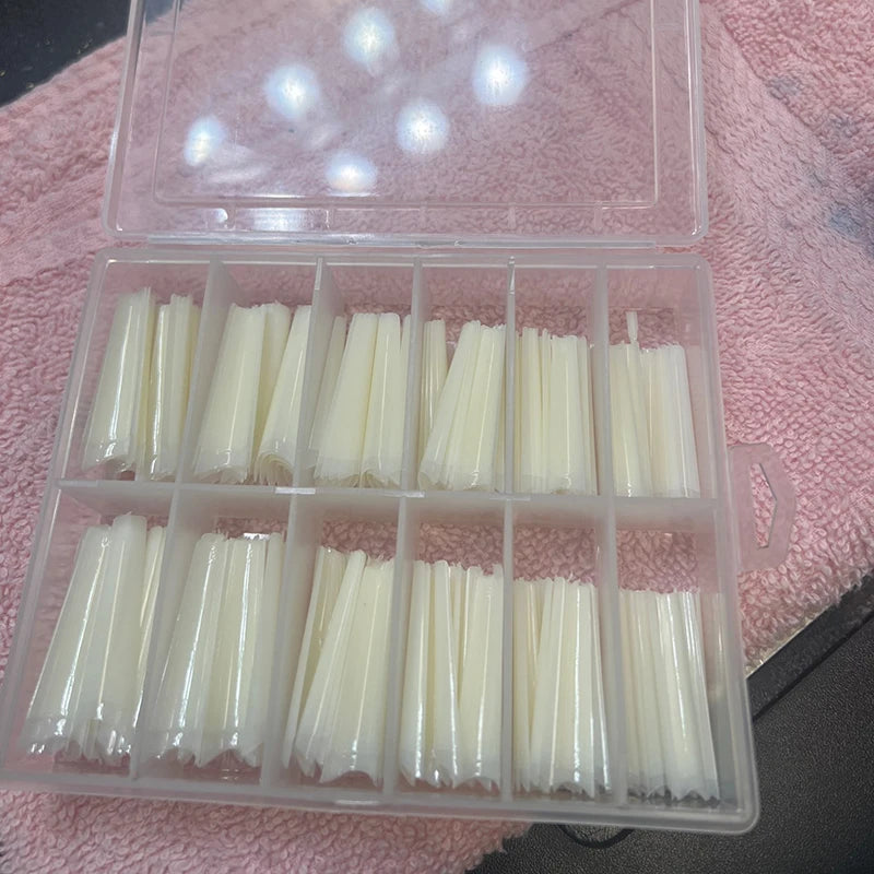 XXL French Half-Cover Nail Tips – Clear Acrylic Coffin & C-Curve Extensions