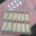 XXL French Half-Cover Nail Tips – Clear Acrylic Coffin & C-Curve Extensions
