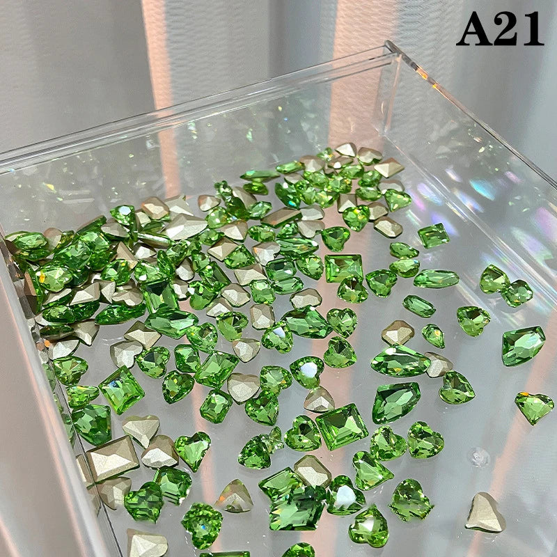 Mixed Shape Nail Rhinestones – 3D Glass Crystal Charms, 20 Pieces
