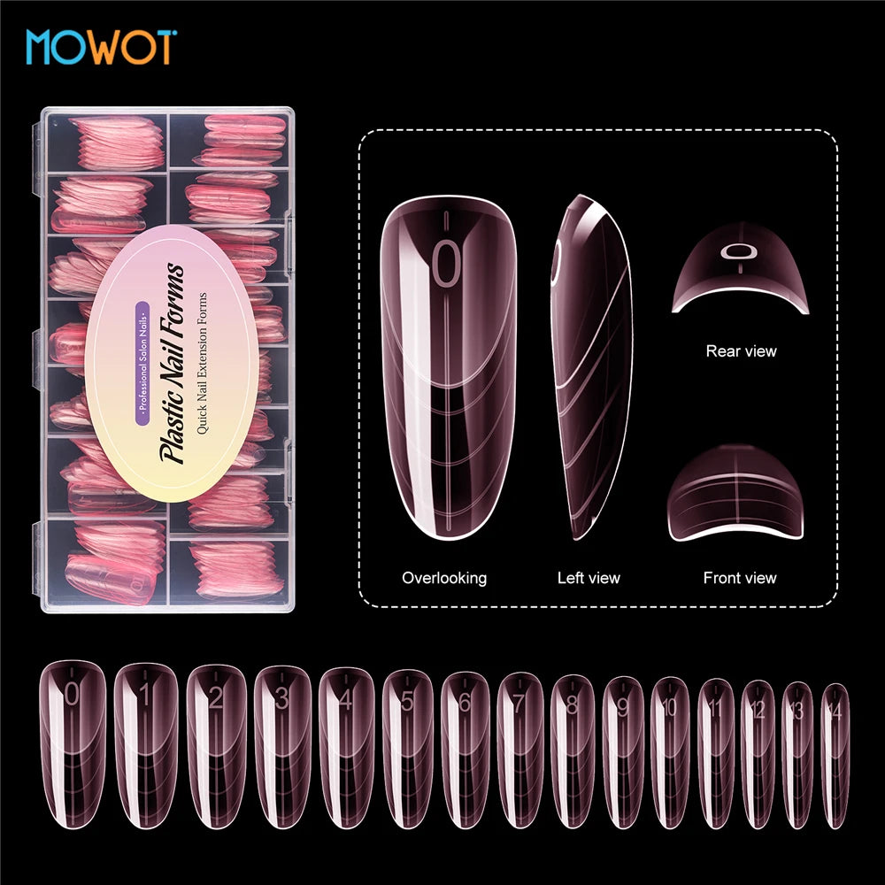 MOWOT Pink Clear Dual Nail Forms – French Acrylic Extension Molds, 150pcs