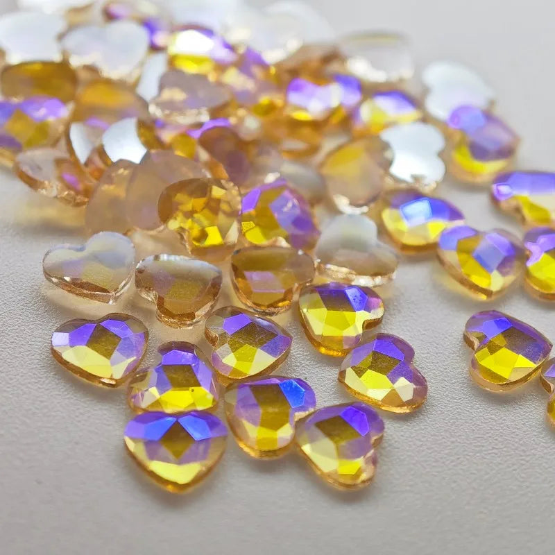 Heart Flatback Nail Rhinestones – 12-Cut Faceted Crystal Art Stones