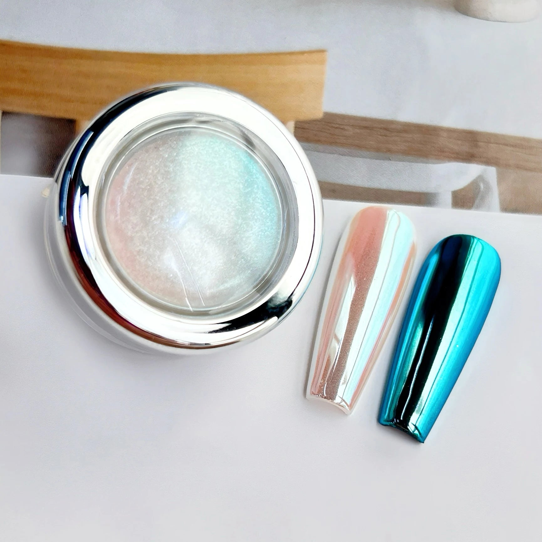 1Jar 0.2g Aurora Pearl Mirror Effect Nail Powders Aurora Chrome Mermaid Nails Art Powder Rainbow AB Glitter Rubbing Dust Pigment