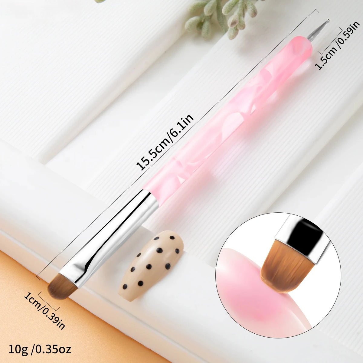 Dual-End French Nail Art Brush Set with Dotting Tools – Acrylic Handle, 1/4/6 Pieces