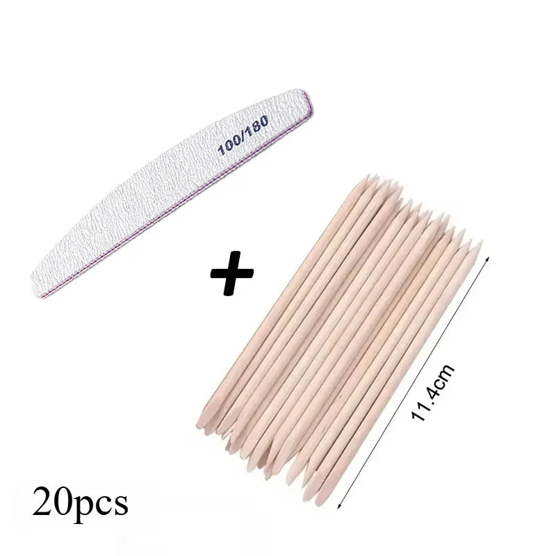 Orange Wood Nail Pusher Sticks – Dual-Head Cuticle & Rhinestone Dotting Tool