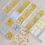 MAFANAILS Metal Summer Ocean Nail Art Charms – Shell, Starfish & Seahorse Studs, 6 Grids