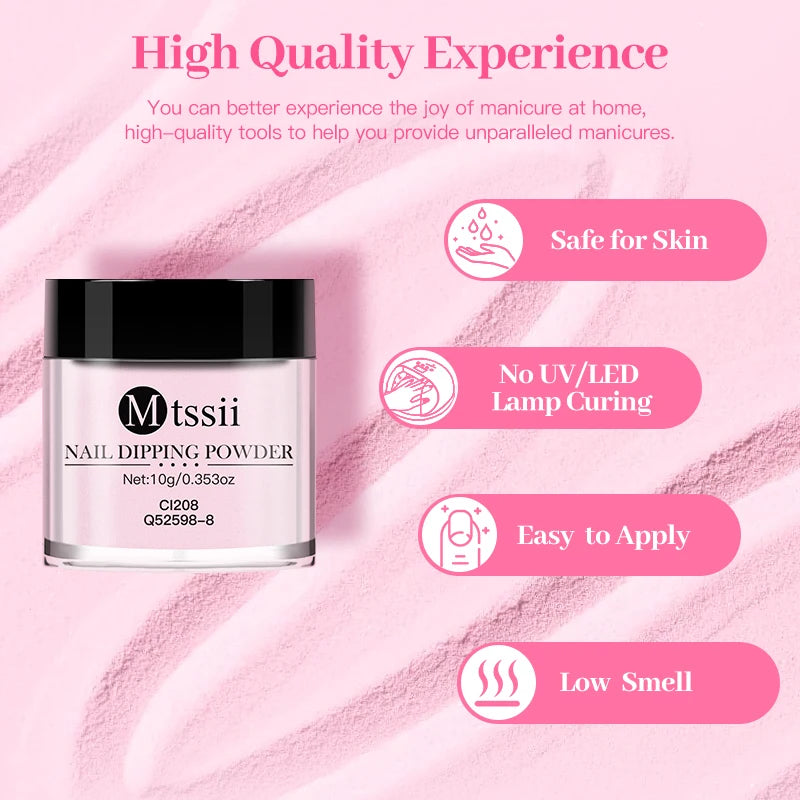 6pcs 10g Nail Dipping Powder Set Natural Dry No Lamp Cure Nail Art Decoration Nail Glitter Pigment Dust Powder Nail Supplies DIY