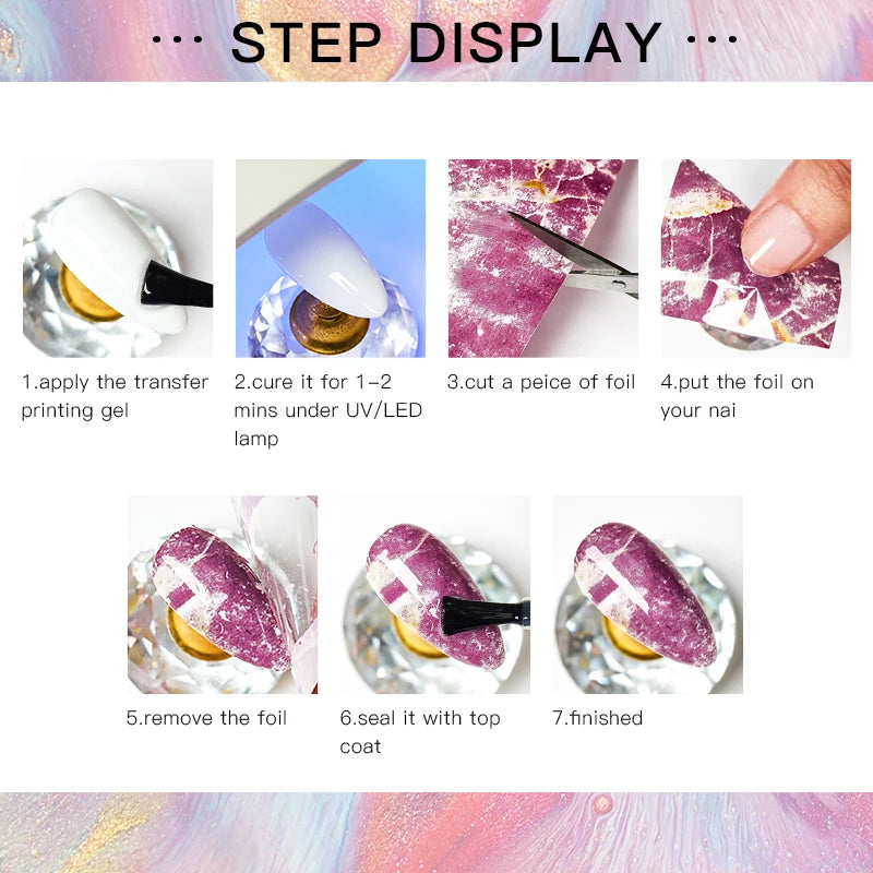 MEET ACROSS Nail Art Transfer Foil Gel Set – Starry Sky Adhesive, 7ml