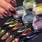 9D Sparkly Chameleon Magnetic Nail Powder – Holographic Cat Eye Chrome Pigment