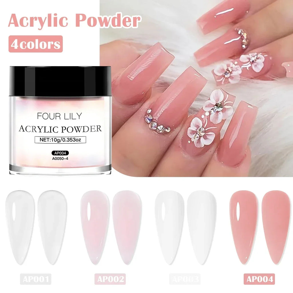 FOUR LILY Acrylic Nail Kit – Powder, Liquid & Brush Set for Nail Extension