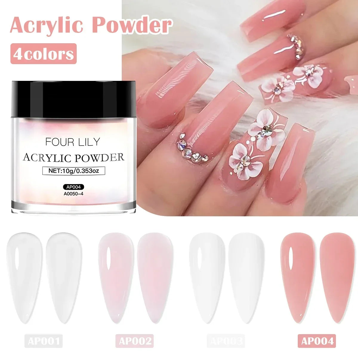 FOUR LILY Acrylic Nail Kit – Powder, Liquid & Brush Set for Nail Extension