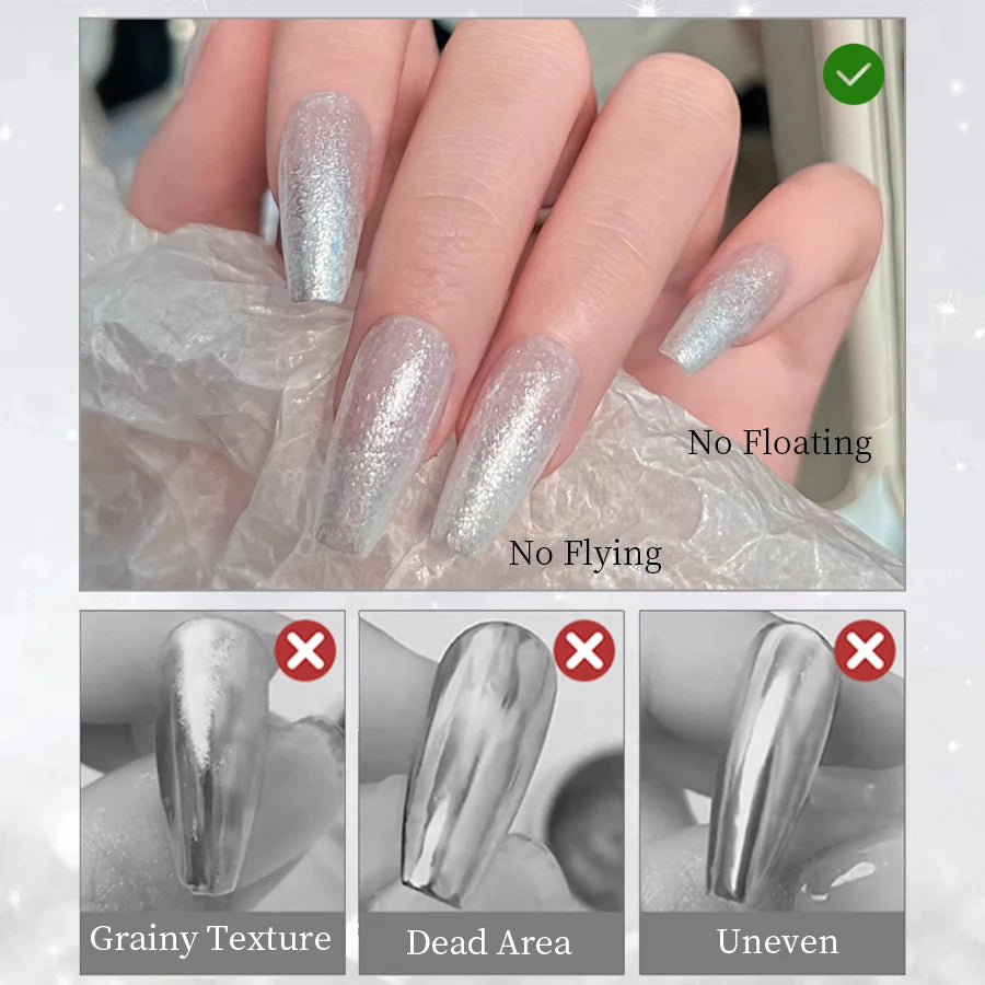 RS NAIL 1/2/5 Glitter Powder Moonlight White Sparkling Glitter Dust Chrome Shiny Powder for Nail Art Decoration