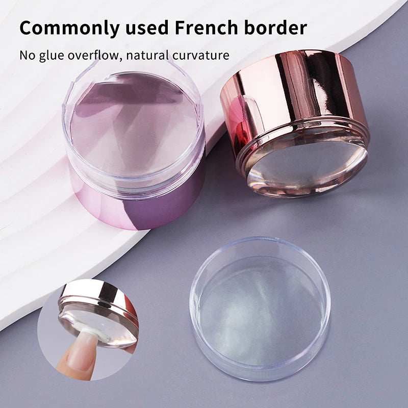 French Nail Art Stamper with Scraper – Clear Silicone Stamping Tool