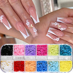 MingLee 3D Pastel Acrylic Flower Nail Charms – Gold & Silver Caviar Bead Set